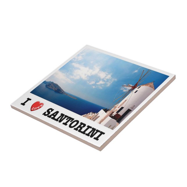 Azulejo De Cerâmica zGR086 SANTORINI, I Love, Grécia, (Lateral)