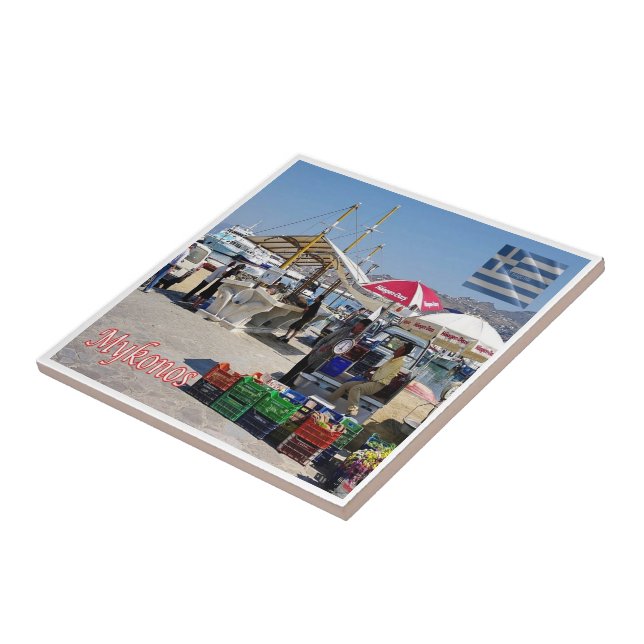 Azulejo De Cerâmica zGR102 MYKONOS, Mercado de Portas, Grécia, (Lateral)