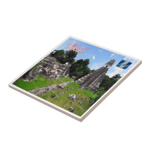 Azulejo De Cerâmica zGT014 TIKAL MAYAN RUINS, Guatemala,