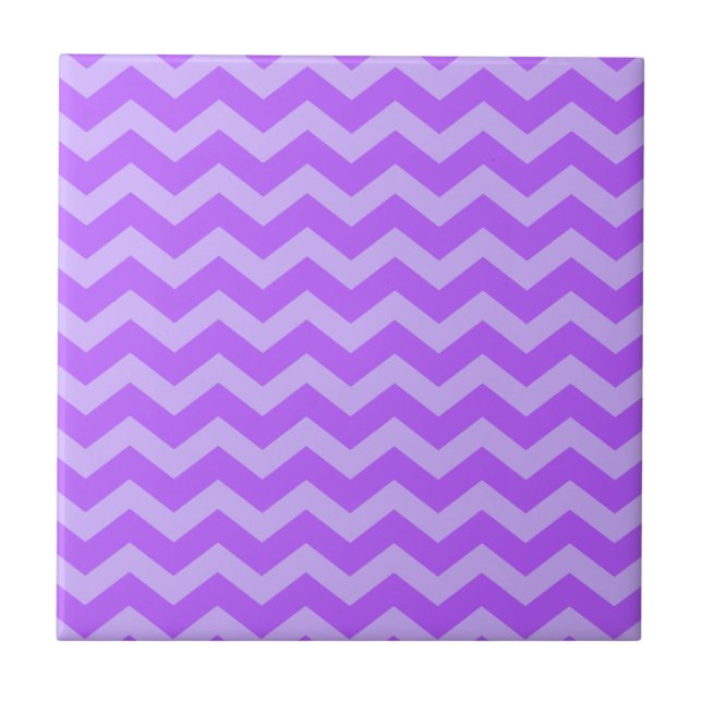 Azulejo De Cerâmica Ziguezagues do roxo e da lavanda (Frente)