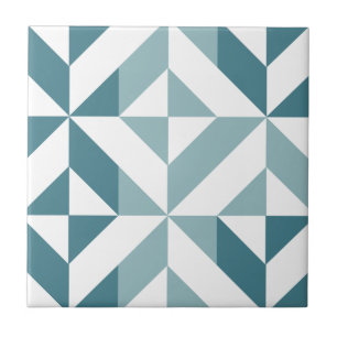 Azulejo De Cerâmica ZigZag Geométrico com Duas Pontas Verde Teal