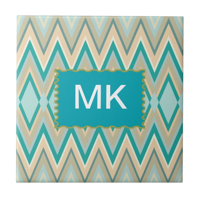 Azulejo De Cerâmica zigzag-phones diagonais (Frente)