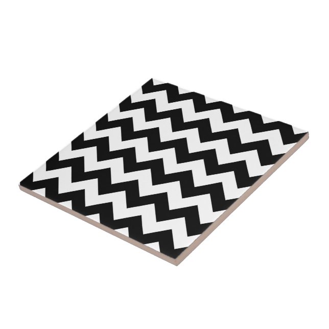 Azulejo De Cerâmica Zigzag preto e branco (Lateral)