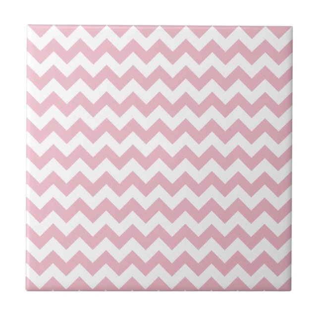 Azulejo De Cerâmica Zigzag Rosa, Chevron Rosa, Padrão Geométrico (Frente)