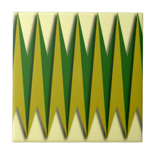 Azulejo De Cerâmica Zigzag verde e amarelo