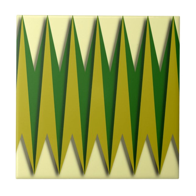 Azulejo De Cerâmica Zigzag verde e amarelo (Frente)