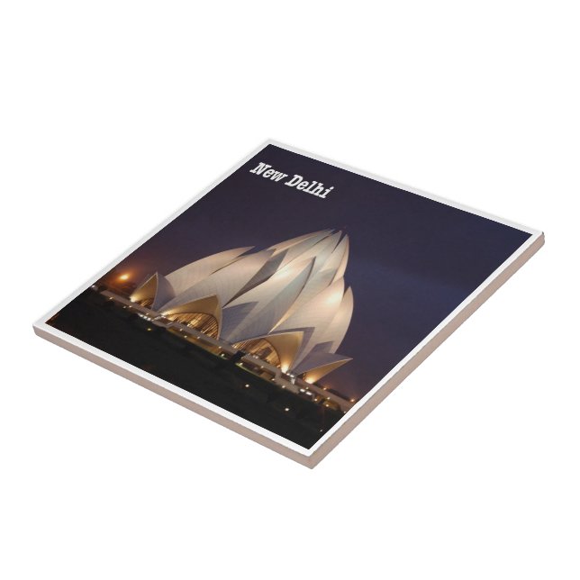 Azulejo De Cerâmica zIN023 LOTUS TEMPLE Nova Deli, Índia, (Lateral)