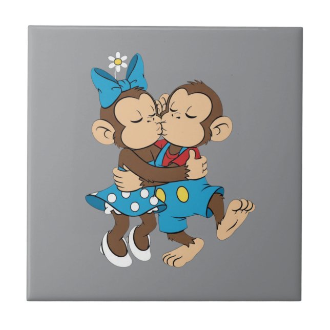 Azulejo De Cerâmica zina and mimo love kiss (Frente)