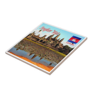 Azulejo De Cerâmica zKH005 ANGKOR WAT, Camboja, Ásia,