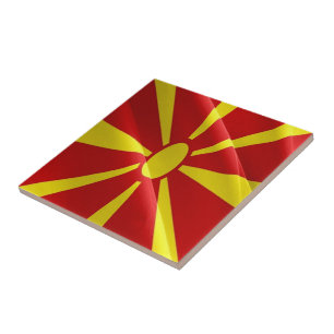 Azulejo De Cerâmica zMK002 NORTH MACEDONIAN acenando FLAG Macedônia,