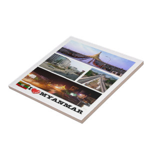 Azulejo De Cerâmica zMM005 eu amo MYANMAR, Burna, Ásia,