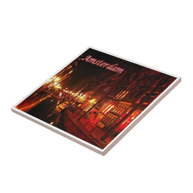 Azulejo De Cerâmica zNL020 AMSTERDAM — noite paisagística, Europa, (Lateral)