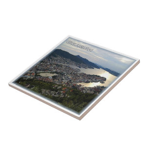 Azulejo De Cerâmica zNO018 BERGEN panorama, Noruega, Europa,