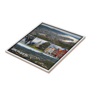 Azulejo De Cerâmica zNO043 BERGEN, Noruega, Europa,