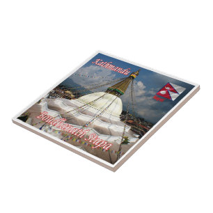 Azulejo De Cerâmica zNP015 BOUDHANATH STUPA, Katmandu, Nepal,