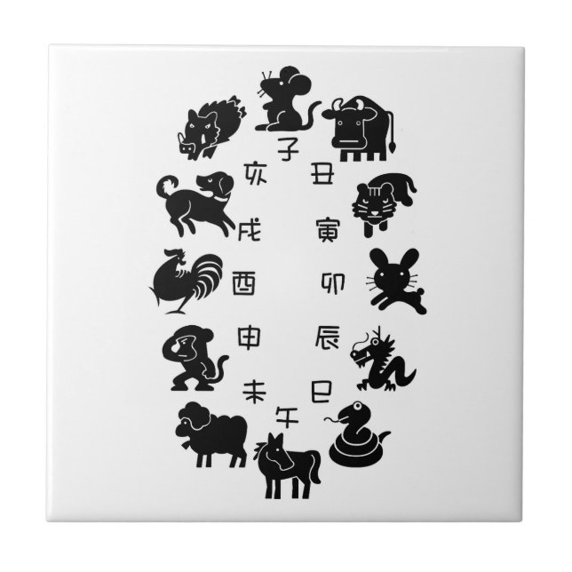 Azulejo De Cerâmica Zodiac japonês (Frente)