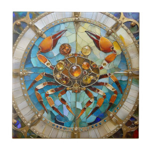 Azulejo De Cerâmica Zodíaco - Câncer O Caranguejo