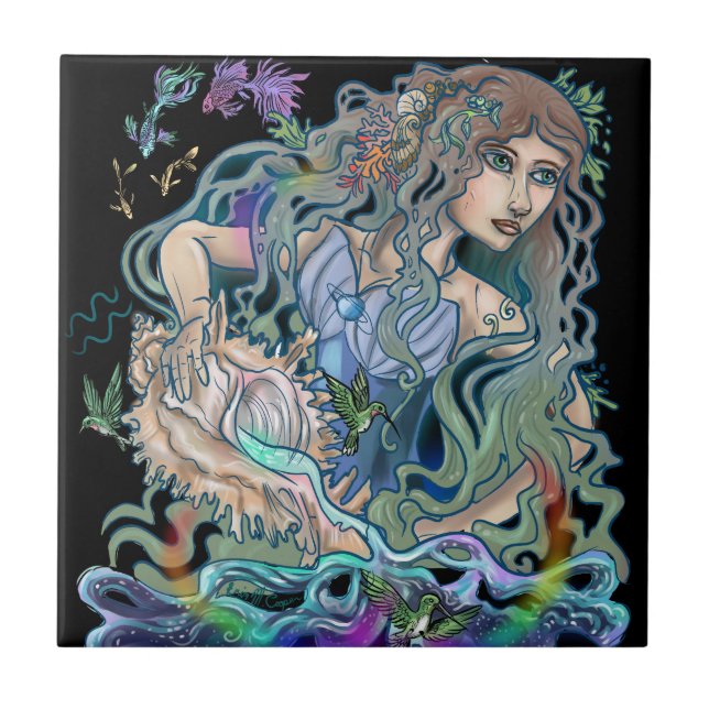 Azulejo De Cerâmica Zodíaco do Aquário (Frente)