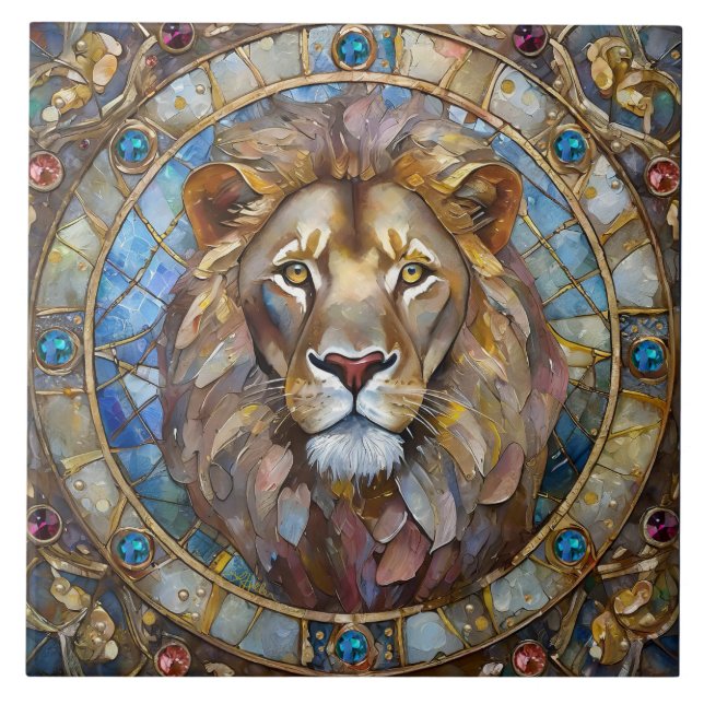 Azulejo De Cerâmica Zodíaco - Leão (Frente)