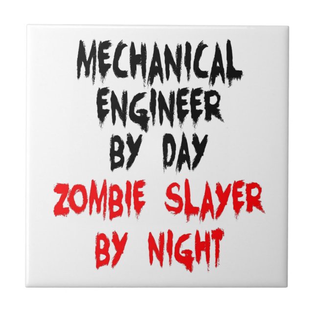 Azulejo De Cerâmica Zombie Engenheiro Mecânica (Frente)
