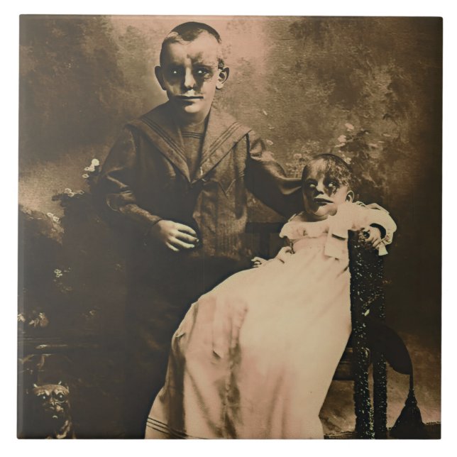 Azulejo De Cerâmica Zombie Siblings (Frente)