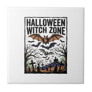 Azulejo De Cerâmica Zona de Bruxa de Halloween Cemitério Vintage Morce