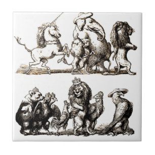 Azulejo De Cerâmica Zoo do Leão de Elefante de Corte Animal