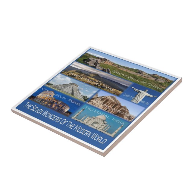 Azulejo De Cerâmica zPE006 As Sete Maravilhas Do Mundo, (Lateral)