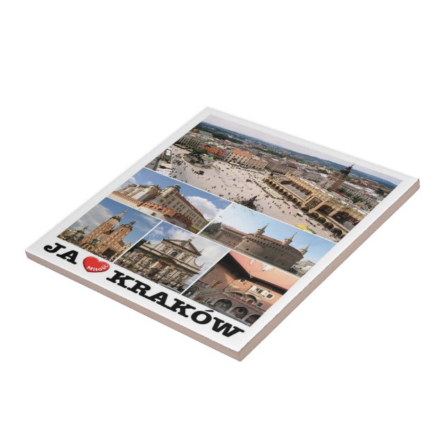 Azulejo De Cerâmica zPL020 KRAKÓW "I Love", Polônia, Europa. (Lateral)