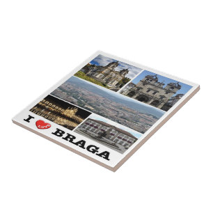 Azulejo De Cerâmica zPT023 BRAGA "I Love", Portugal, Europa,