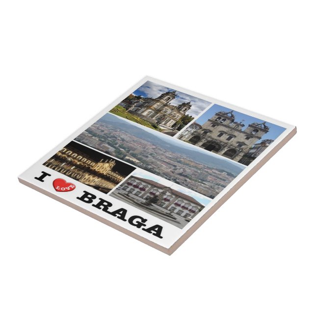 Azulejo De Cerâmica zPT023 BRAGA "I Love", Portugal, Europa, (Lateral)