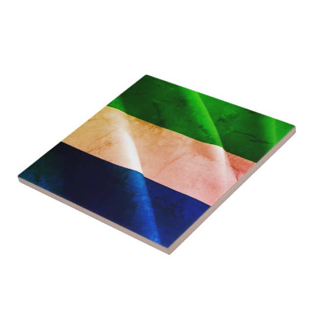 Azulejo De Cerâmica zSL002 SIERRA LEONE, Waving Flag, África, (Lateral)