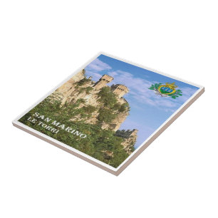 Azulejo De Cerâmica zSM006 AS DUAS TORRES, São Marino, Europa,