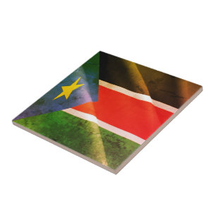 Azulejo De Cerâmica zSS002 SUDÃO DO SUL, bandeira de acendimento, Áfri