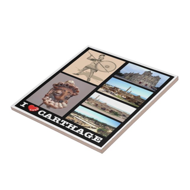 Azulejo De Cerâmica zTN016 CARTHAGE I Love, Mosaic, Tunísia, (Lateral)