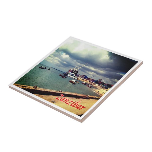 Azulejo De Cerâmica zTZ007 ZANZIBAR, Ferry Docked, Tanzânia, (Lateral)