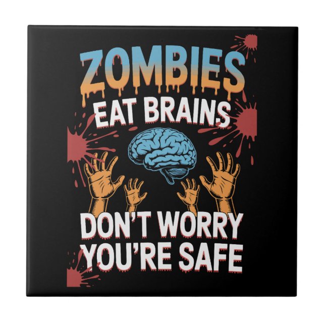 Azulejo De Cerâmica Zumbi do Halloween (Frente)