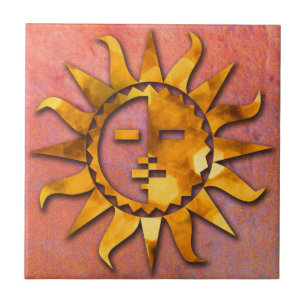 Azulejo De Cerâmica Zuni Sun na romã