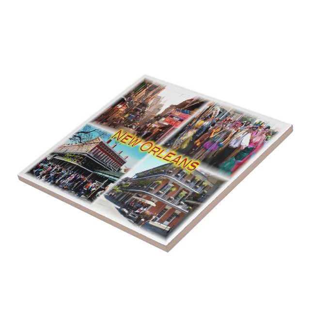 Azulejo De Cerâmica zUS024 NEW ORLEANS, Bourbon Street, Mosaico, (Lateral)