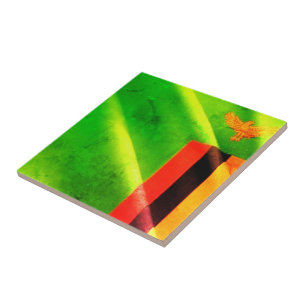 Azulejo De Cerâmica zZM002 Bandeira de Onda ZAMBIA, África,