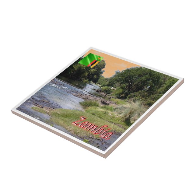 Azulejo De Cerâmica ZZM003 ZAMBIA, Paisagem, África, (Lateral)