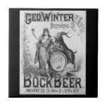 Azulejo de cerveja Vintage Bock<br><div class="desc">Este é um poster charmoso produzido pela George Winter Brewing Co. aprox. 1900 para promover Bock Beer, da coleção histórica da Biblioteca do Congresso. A imagem foi digitalmente reparada, com a seguinte descrição: Poster mostrando Columbia levantando um copo de cerveja, colocada com um barril e uma cabra de billy, símbolo...</div>
