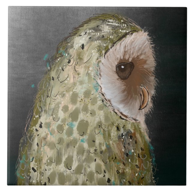 Azulejo de cozinha cerâmica de coruja branca (Frente)