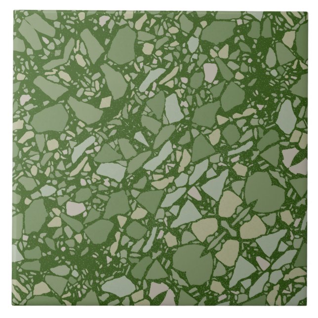 Azulejo de Efeito Terrazzo Verde Verde Elegante Mo (Frente)
