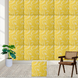 Azulejo de espiral amarelo ensolarado, padrão cerâ