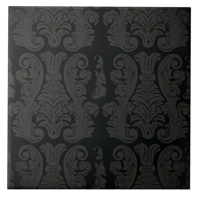 Azulejo de Estilo Real Clássico Damask Black gold (Frente)