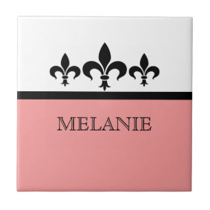 Azulejo de Fleur De Lis, cor-de-rosa