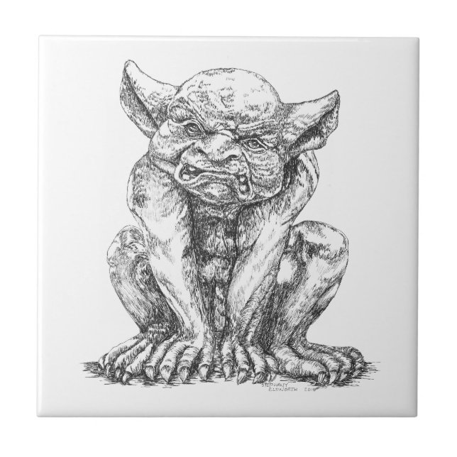 Azulejo de Foto Cerâmica Grumpy Gargoyle (Frente)