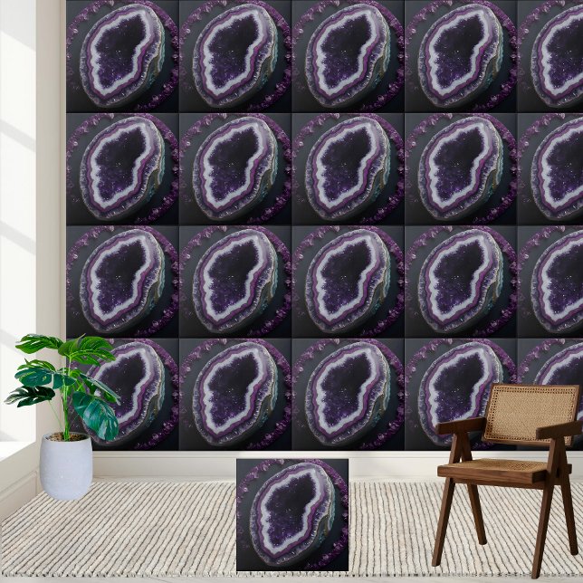 Azulejo de Geodo Ametist Puro Profundo (Deep Purple Amethyst Geode Tile)