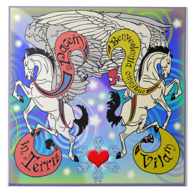 Azulejo de Holidaze Pegasus do vison ereto (Frente)